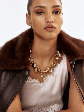 Gold Charm Statement Necklace - Women's Jewelry